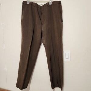 Haggar Dress Pants For Men Size 38x27 Brown Color Flat Front Black Label